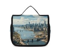 DJUETRUI Trousse de maquillage de voyage pour femme - Grand organisateur de maquillage - Vue sur penthouse - Trousse de toilette avec fermeture éclair - 22,5 x 18,5 cm - Trousse de toilette, Penthouse