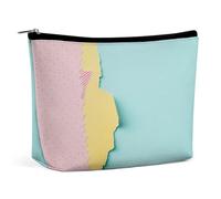 DJUETRUI Trousse de maquillage de voyage pour femme - Grande trousse de maquillage en papier avec bords déchirés - Trousse de toilette à fermeture éclair - Papier avec bords déchirés - Taille unique -