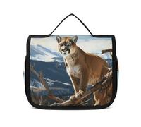 DJUETRUI Trousse de maquillage de voyage pour femme - Grande trousse de toilette avec fermeture éclair - 22,5 x 18,5 cm - Lion de montagne panthère, Panther Mountain Lion, 22.5x18.5cm, Trousse de