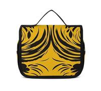 DJUETRUI Trousse de maquillage de voyage pour femme - Grande trousse de toilette jaune moutarde et noire avec fermeture éclair, jaune moutarde et noir, 22,5 x 18,5 cm, trousse de toilette, Jaune