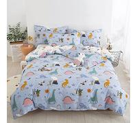 DJY Parure de lit réversible 3 pièces pour Grand lit, 100% Coton, Bleu et Blanc, pour garçons et Filles, Housse de Couette Ultra Douce et Respirante (1 Housse de Couette + 2 taies d'oreiller)