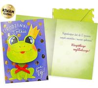 DK-1031 Carte d'anniversaire grenouille - Parfaite pour les fêtes d'enfants Assurez-vous une atmosphère spéciale et des moments inoubliables lors de votre anniversaire