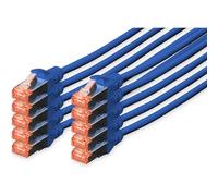 DIGITUS Câble LAN Cat 6-5m - 10 pièces - RJ45 Câble réseau - S/FTP Blindé - Compatible Cat 6A & Cat 7 - Bleu