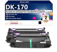 DK-170 Unité de Tambour à Très Haut Rendement Compatible pour Kyocera ECOSYS M2035dn M2535dn P2135d P2135dn FS-1035MFP FS-1135MFP FS-1320D FS-1370DN Imprimantes, Netteté et Clarté,Black-2 Pack