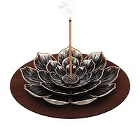 DK177 1 Pièce Porte Encens en Laiton, Lotus 6 Trous Bruleur Encens Porte Encens Baton avec Collecteur de Cendres,pour Maison Bureau et Yoga Salle