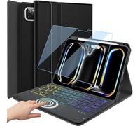 DKAHOEE Étui avec clavier rétroéclairé avec pavé tactile pour iPad Pro 11" (M4) 5ème génération 2024, clavier sans fil rétroéclairé à 3 zones avec support fin et protecteur d'écran pour iPad Pro 11