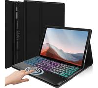 DKAHOEE Étui avec clavier rétroéclairé pour tablette Microsoft Surface Pro 7 Plus, Pro 7, Pro 6, Pro 5, Pro 4 12,3", clavier sans fil rétroéclairé à 3 zones avec support fin pour Surface Pro 12,3"