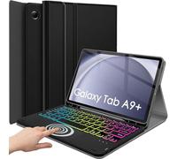 DKAHOEE Étui avec clavier tactile rétroéclairé pour Samsung Galaxy Tab A9 Plus 11" version 2023 (SM-X210/X216/X218), clavier sans fil rétroéclairé à 3 zones avec support fin pour Galaxy Tab A9+ 2023