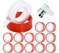 DKARDU Lot de 12 rubans d'étanchéité en PTFE pour plombier - 12 mm x 18 m - Blanc