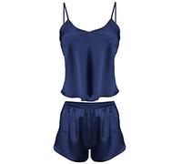 DKaren Ensemble de lingerie de nuit pour femme Haut et bas Tendance Satin - bleu - Medium