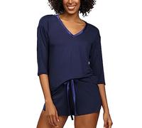DKaren Ensemble De Nuit Pyjama T-Shirt Et Short Edith, Bleu Marine,40