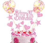 DKBT Decoration Gateau Anniversaire 30th Cake Topper Happy Birthday Joyeux Anniversaire Decoration,Rose