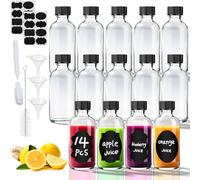 DKBT Fiole en Verre 60ml 14Pcs Mini Bouteille Verre Petite Bouteille Shot De Jus À Remplir Ginger Shot Bottle Pour Gingembre Mignonette Rhum avec Couvercle Entonnoir Brosse