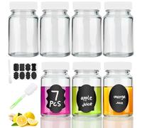 DKBT Fiole en Verre 60ml 7Pcs Mini Bouteille Verre Petite Bouteille Shot De Jus À Remplir Ginger Shot Bottle Pour Gingembre Mignonette Rhum