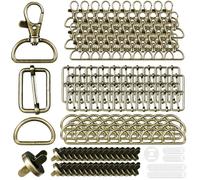 DKBT Lot de 150 mousquetons sac à main, pivotant snap crochets sangle en métal tri-glide, boucle sac à dos, couture, coulissante avec aimant (Bronze 25mm)