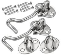 DKBT Lot de 2 crochets tempête de 8,3 cm avec œillet en acier inoxydable - Grande taille pour porte - Crochet de cabine - Pour porte de garage, fenêtre
