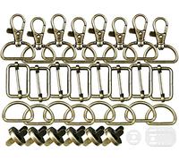 DKBT Lot de 30 mousqueton sac a main, pivotant snap crochets,boucle sangle, boucle en métal tri-glide, boucle sac à dos, couture, coulissante avec aimant (Bronze 25mm)