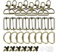 DKBT Lot de 30 mousqueton sac a main, pivotant snap crochets,boucle sangle en métal tri-glide, sac à dos, mousqueton couture, coulissante avec aimant (Bronze 32mm)
