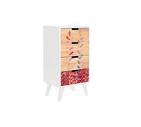 DKD Home Decor Commode de la Marque, Couleur Blanc et Grenat, en Bois d'hévéa (40 x 30 x 78 cm)