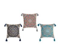 DKD Home Decor Coussin Orange Bleu Ciel Bleu Marine Mandala 40 x 10 x 40 cm (3 pièces), Orange, Estándar