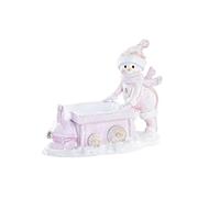 DKD Home Decor Décoration de Noël de la Marque Couleur Blanche et Rose en résine (12 x 6,5 x 10 cm)