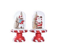 DKD Home Decor Décoration de Noël de la Marque Couleur Blanche et Rouge en résine (13,5 x 13,5 x 23,5 cm) (2 unités)