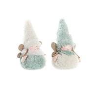 DKD Home Decor Décoration de Noël de la Marque, Couleur Blanche et Verte, en Polyester (8 x 7 x 18 cm) (2 unités)