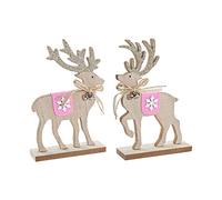 DKD Home Decor Décoration de Noël de la Marque, Couleur Marron et Rose, en Bois (12 x 4 x 19 centimètres) (2 unités)