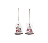 DKD Home Decor Décoration de Noël de la Marque, Couleur Rouge, en Verre, Bois et MDF (8 x 8 x 12 cm) (2 unités)