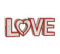 DKD Home Decor Décoration murale Rouge Blanc LED Bois MDF (35 x 4 x 12 cm) (Référence : S3020847)