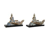 DKD Home Decor Figurine décorative 25,7 x 8 x 16 cm Bleu Bouddha Turquoise Orientale décapé (2 unités)