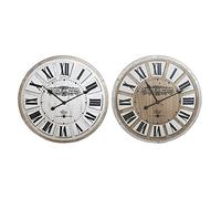 DKD Home Decor Horloge Murale de Marque Miroir Blanc Bois MDF (60 x 4 x 60 cm) (2 pièces) (Référence : S3026660)