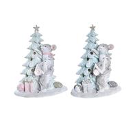 DKD Home Decor Lot de 2 décorations de Noël de la Marque en résine Blanc/Vert/Gris 13 x 8,5 x 16 cm