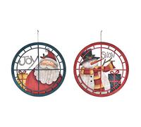 DKD Home Decor Lot de 2 décorations de Noël en Bois de la Marque Rouge et Vert 33,5 x 1,2 x 33,5 cm