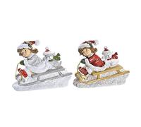 DKD Home Decor Lot de 2 décorations de Noël en résine Blanc/Rouge/doré 13 x 6 x 10,5 cm