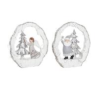 DKD Home Decor Lot de 2 décorations de Noël en résine Blanche et dorée de la Marque (17 x 4,5 x 19 centimètres)