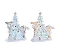 DKD Home Decor Lot de 2 décorations de Noël en résine Blanche et Marron de la Marque (13,5 x 8 x 16 centimètres)