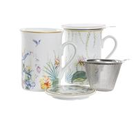 DKD Home Decor Lot de 2 Tasses avec Filtre de la Marque, Couleur Blanche, en Porcelaine et Acier Inoxydable (48 x 42 x 28 cm) (2 unités) S3037232 - EAN : 8424001944217