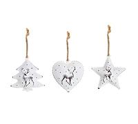 DKD Home Decor Lot de 3 décorations de Noël de la Marque, Couleur Blanche, en métal (12 x 12 x 3 cm)