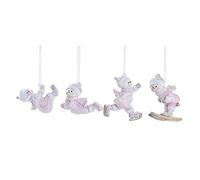 DKD Home Decor Lot de 4 décorations de Noël en résine Blanche et Rose de la Marque (7,5 x 4 x 8,5 cm)