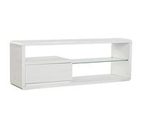 DKD Home Decor Meubles de télévision Blanc Verre MDF (140 x 50 x 40 cm) - 8424001880645