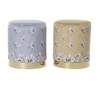 DKD Home Decor Repose-pieds gris et doré, en métal et polyester (32 x 32 x 38 cm) (2 unités)