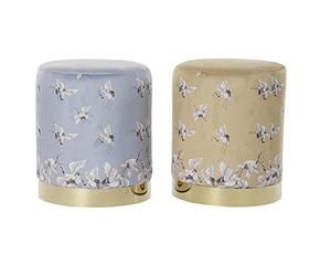 DKD Home Decor Repose-pieds gris et doré, en métal et polyester (32 x 32 x 38 cm) (2 unités)