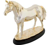 DKD Home Decor S3039528 Figurine décorative, résine of Cheval d'or noir, 30cm de long, 11,5cm de large, 26cm de haut