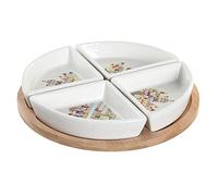 DKD Home Decor Set d'apéritif Cottage Casas de la marque, couleur multicolore, en grès (21,5 x 21,5 x 1 cm)