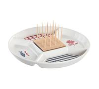 DKD Home Decor Set d'apéritif méditerranéen Casas de la Marca, Couleur Bleu, Blanc et Rouge, en grès (23,5 x 23,5 x 7 centimètres)