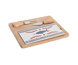 DKD Home Decor Set d'apéritif méditerranéen Casas de la Marca, couleur bleue et rouge, en grès (24,5 x 20 x 1,2 cm)