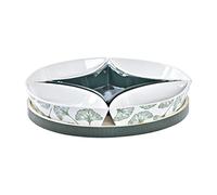 DKD Home Decor Set d'apéritif vert et blanc, en grès, bois et MDF (22 x 22 x 1 cm) (6 pièces)