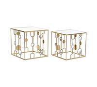 DKD Home Decor Set de 2 Tables Gigognes Doré Métal Miroir 50 x 50 x 50 cm