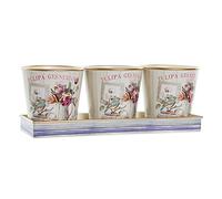 DKD Home Decor Set de Pots de Fleurs, Polychlorure de Vinyle (PVC), Rose, Estándar